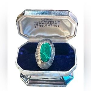 Vintage sterling silver Mexico 925 malachite handmade ring